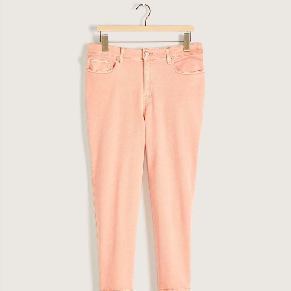 Addition Elle Women Salmon Orange Pink Pastel Slim Leg Denim Size 10